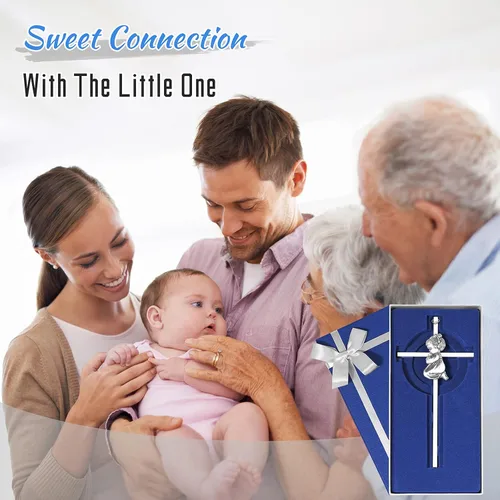 Miniatura 7 de Tryuunion Cruz de pared para bebé, regalos de bautizo para niña, cruces de 7 pulgadas plateadas para niñas orando, ideales para primera comunión