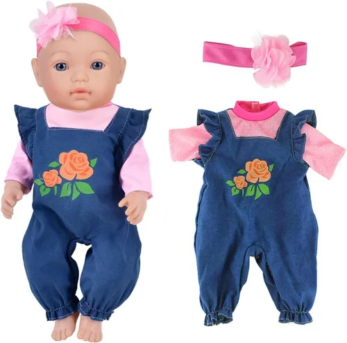 Miniatura 3 de ebuddy 4 juegos de ropa de muñeca de bebé, trajes de moda para bebés recién nacidos de 14 a 16 pulgadas, 17 pulgadas, muñecas de 15 pulgadas y 18