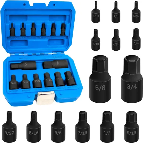 Miniatura 27 de Enchufe hexagonal de broca de impacto de 8 mm, llave de impacto hexagonal de 1/2 pulgada H8, adaptador de destornillador hexagonal de acero Cr-Mo
