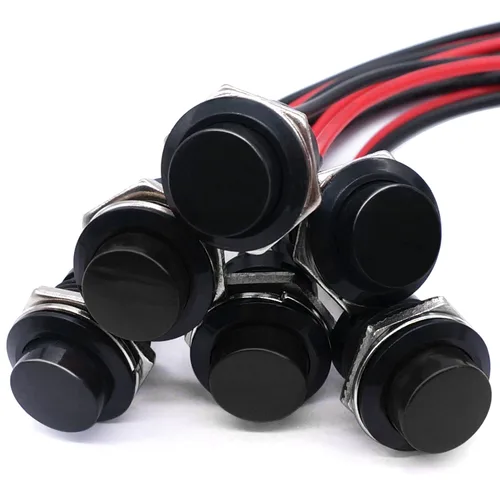 Miniatura 11 de Twidec/6 piezas de interruptores de botón momentáneo SPST AC250V/3A AC125V/6A mini apagado(encendido) en negro + rojo con cables presoldados Negro