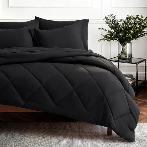 Bedsure Juego de edredón individual de 5 piezas, serie premium, cama suave de lujo de hotel en una bolsa, alternativa al plumón de ganso, seguro
