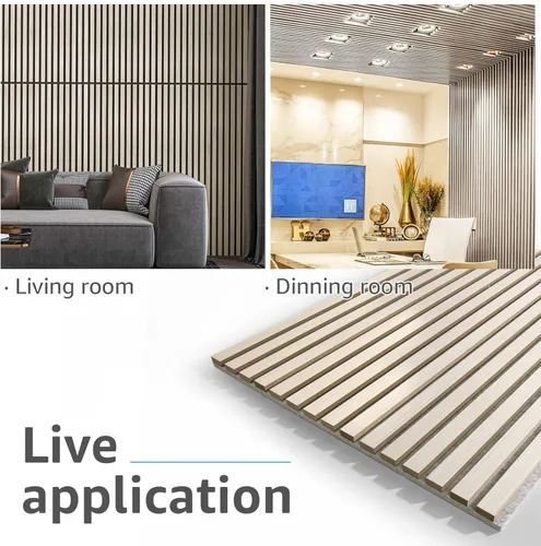 Miniatura 8 de Art3d 2 Paneles Acústicos de Listones de Madera para Pared y Techo - Panel 3D Ranurado de Absorción de Sonido con Acabado de Madera - Olmo Blanco