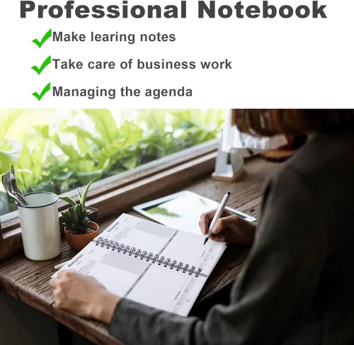 Miniatura 6 de Paquete de 2 cuadernos de notas de reuniones para organización del trabajo, cuadernos para tomar notas, planificador de trabajo, cuaderno A4 paquete