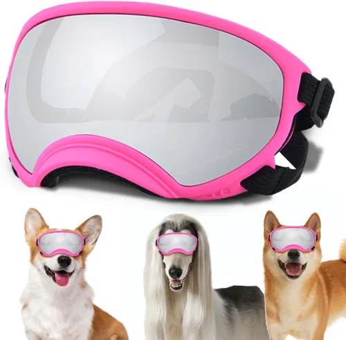 Miniatura 13 de Gafas de sol grandes para perros con correa ajustable, protección UV, a prueba de victorias, adecuadas para perros medianos y medianos