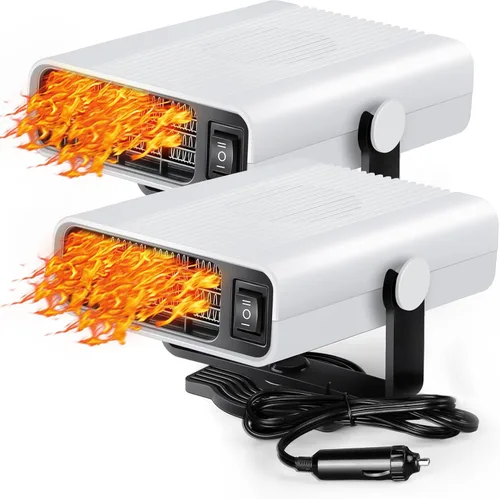 Miniatura 8 de Calentador portátil de automóvil de 2 piezas de 12 V y 150 W para enchufar el encendedor de cigarrillos, descongelador de parabrisas giratorio