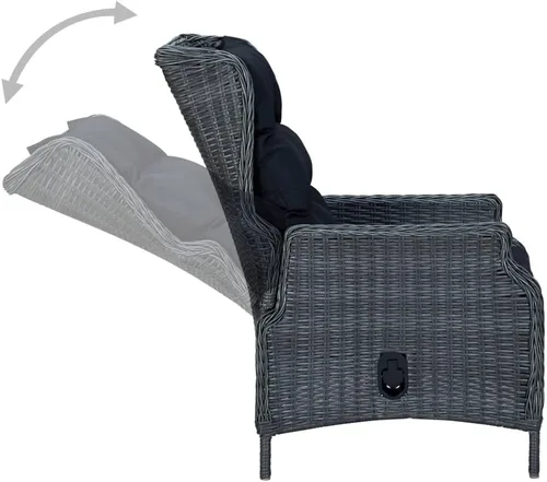 Miniatura 5 de Ensemble de salle à manger extérieur 9 piezas gris foncé, mesa rectangular et 6 chaises avec primos, résistant aux intempéries pour jardín, terraza