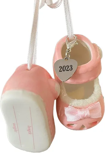 Ganz Zapatos de bebé niña adornos personalizados rosa fechado 2023 botines de adorno de la primera Navidad para nuevos padres, nacimiento, para