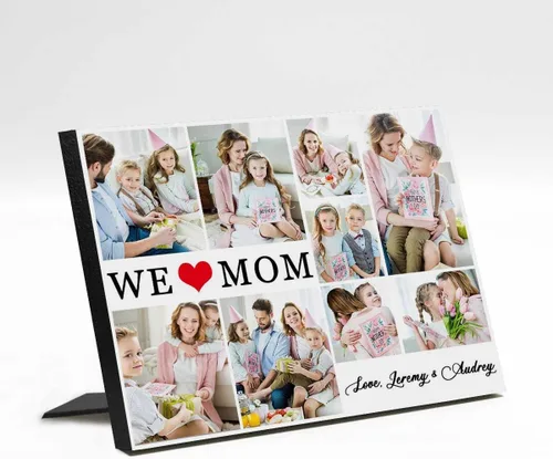 Miniatura 13 de InterestPrint Panel de fotos personalizado para mamá y nombre para exhibición de mesa Love You Mom You're the Best 3 Fotos Marco de fotos