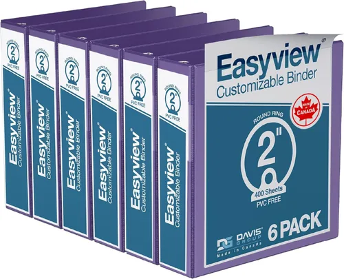 Miniatura 60 de Easyview - Carpetas prémium de 3 anillas con cubiertas transparentes y anillos redondos, carpetas para la escuela u oficina, 1 pulgada, paquete