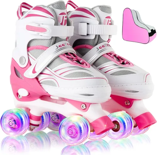 Miniatura 5 de Rainbow Unicorn 4 Size Adjustable Light up Roller Skates for Girls Boys for Kids，All 8 Wheels of Girl's Skates Shine,Safe and Fun for Kids