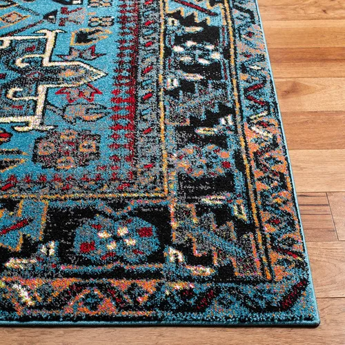 Miniatura 2 de SAFAVIEH Alfombra de Área 9x12 - Colección Vintage Hamadan - Grande - Azul Claro y Negro, Diseño Tradicional Persa, No Desprende Pelusa y Fácil