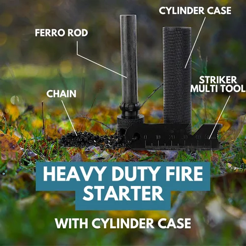 Miniatura 2 de The Friendly Swede Herramienta Encendedor de Fuego XL Ferro Rod — Herramienta de Supervivencia Encendedor de Fuego de Pedernal y Acero con Varilla