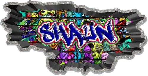 Miniatura 14 de Calcomanía de pared de graffiti con borde de hormigón profundo, calcomanía de vinilo personalizada (MYS107-S)