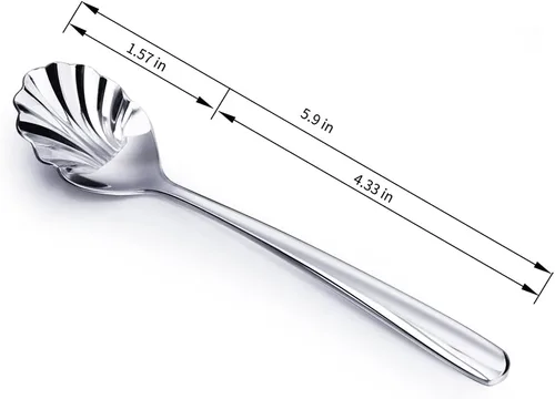 Miniatura 4 de Cuchara en forma de concha de acero inoxidable, cuchara de azúcar, cuchara de té, cuchara de postre para café, té, helado, aperitivos y embutidos