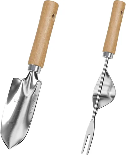 Miniatura 8 de Juego de herramientas de jardín, 2 piezas de herramientas de jardín de acero inoxidable resistente, kit de jardín con mango ergonómico de madera