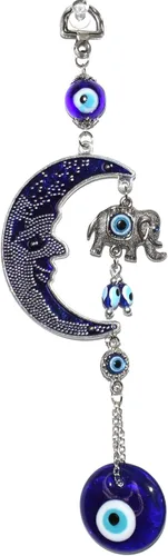 Miniatura 3 de Amuleto azul turco contra el mal de ojo (Nazar) Luna y elefante para colgar en la pared, decoración del hogar, bendición, inauguración de la casa