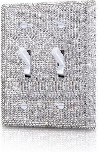 Miniatura 16 de 1 pieza Cubiertas de enchufe brillantes con diamantes de imitación, placas de pared para cubrir interruptores de luz, placa decorativa de imitación
