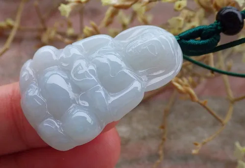 Miniatura 3 de gojade Certificado ICY Blanco 100% Natural A Jade Jadeita Colgante Guanyin Kwan Yin Lotus Flower Collar 464900 GS