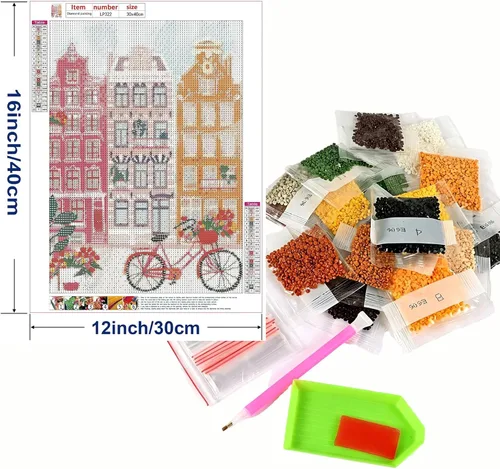 Miniatura 3 de LIULIMI Kit de Pintura de Diamantes DIY 5D de Paisaje Mundial, Kit de Arte de Diamantes, Arte de Diamantes Redondos Diamante Completo Estilo Dibujos
