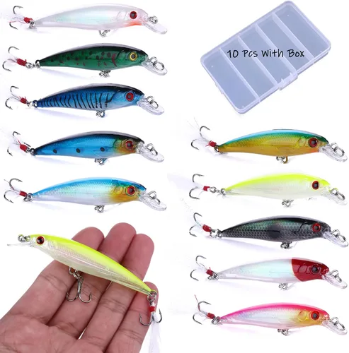 Miniatura 5 de Jerkbait Señuelos de pesca, señuelos de pesca de lubina superior - 10 piezas con caja