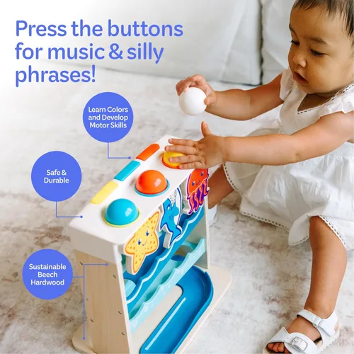 Miniatura 4 de Move2Play, Wooden Ocean Friends Más de 30 canciones y frases de Fin-Tastic Juguete musical para bebés y niños pequeños Regalo de primer