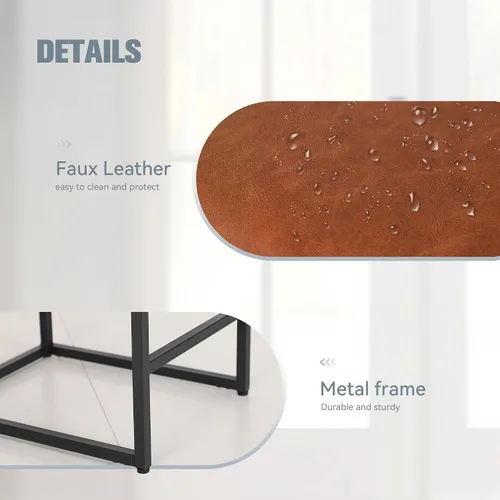 Miniatura 6 de Juego de 4 taburetes de bar marrones para encimera de cocina, taburetes de bar modernos sin espalda de 24 pulgadas, taburetes de bar industriales
