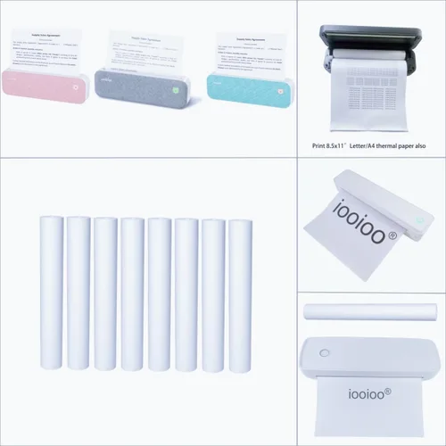 Miniatura 2 de 8 rollos (aproximadamente 200 páginas), A4, sin BPS, papel para impresora térmica, sin BPA. Para aixiqee, IOOIOO, GUTHERREN, minzhi, Peripage