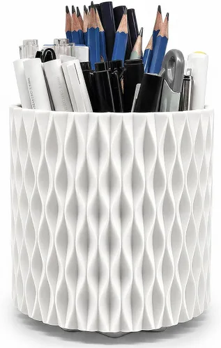 Miniatura 8 de Lebenrich Aesthetic Black Pen Holder for Desk, Rotating Plastic Desk Pencil Holder Organizer for Home School Office