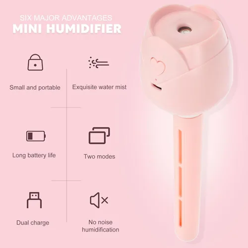 Miniatura 3 de Mini humidificador USB portátil para viajes, coche, oficina, humectador de aire silencioso, compacto y ligero, difusor de aire frío, carga USB