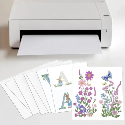 Miniatura 2 de ROPTO Papel adhesivo soluble en agua para imprimir estabilizador de bordado, 6 unidades de 8.5 x 11 pulgadas, papel de bordado para pegar y coser