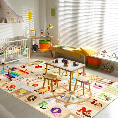 Miniatura 2 de Alfombras infantiles lavables para sala de juegos, alfombras de aprendizaje educativas y divertidas con formas de animales del alfabeto ABC