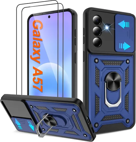 Miniatura 82 de ATUMP Funda para T-Mobile Revvl V Plus 5G con protector de pantalla HD con cubierta de cámara deslizante, soporte de anillo de rotación de 360° Negro