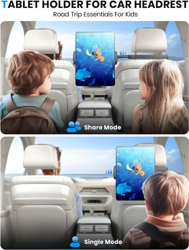 Miniatura 2 de eSamcore Soporte para reposacabezas para automóvil, soporte de aluminio para tablet de automóvil para asiento trasero de niños, abrazadera grande