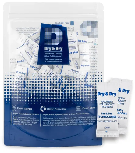 Miniatura 8 de Dry & Dry 0.02 oz [50 paquetes] Paquetes de gel de sílice seguros para alimentos y farmacéuticos desecantes - Paquetes de gel de sílice Tyvek®
