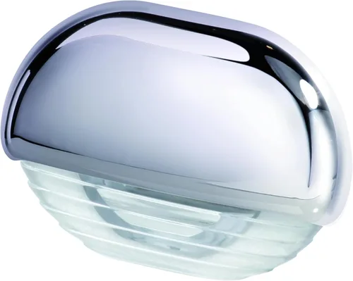 HELLA 958126001 Serie 8560 Multivolt blanco 12-24V DC LED luz de paso con lente transparente y tapa de plástico cromado, 1 paquete