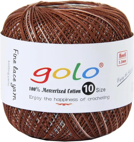 Miniatura 120 de Golo - Bolas de hilo para crochet de algodón tamaño 10, color algodón para crochet D-Fresa D078-fresa