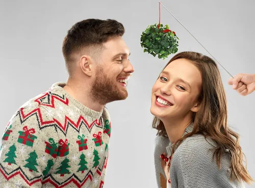 Miniatura 4 de Iconikal Paquete de 2 muérdagos extensibles en un palo, divertido regalo de Navidad para cabina de fotos, broma navideña