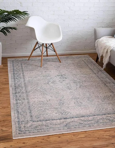 Miniatura 14 de Unique Loom Noble Collection - Alfombra de área tradicional, envejecida, vintage, geométrica, con borde (2' 2 x 3' 0 rectangular, azul/beige)