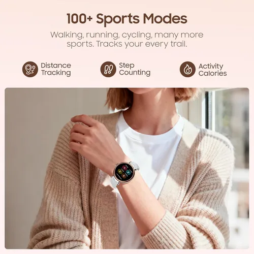 Miniatura 4 de TOZO S8 AMOLED - Reloj inteligente para mujer, pantalla HD a color de 1.32 pulgadas, reloj de seguimiento de la salud, auriculares inalámbricos A1