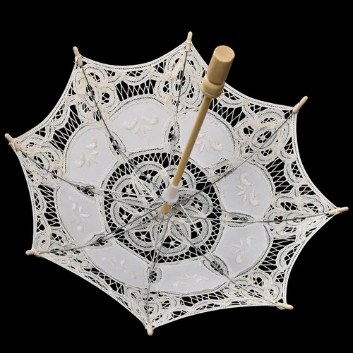 Miniatura 4 de TOPINCN Bridal Umbrella Wedding Umbrella Lace for Lace Umbrella Prop Banquet Umbrella Racks (beige trumpet)