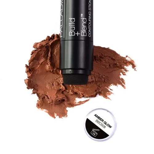 Miniatura 3 de Palladio Barra de maquillaje para contornear BUILD + BLEND, maquillaje facial para un aspecto perfecto de escultura, 0.23 onzas (brillo ámbar)