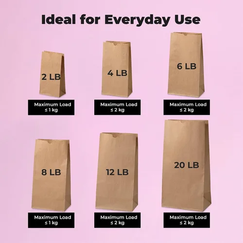 Miniatura 7 de FMP Brands Paquete de 200 bolsas de almuerzo de papel marrón de 8 libras, 12.4 x 6 x 4 pulgadas, bolsas de papel kraft de alta calidad a granel