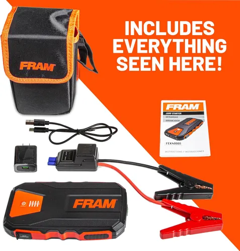 Miniatura 6 de FRAM FEK40008 - Arrancador de batería de coche 12000mAh (44.4Wh) hasta 5.0L de gasolina y motores diésel de 2.0L, refuerzo de emergencia