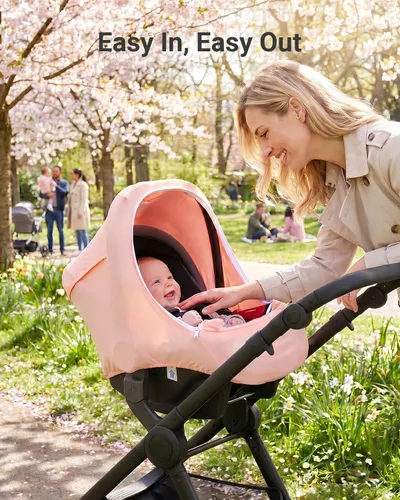 Miniatura 6 de Metplus Funda para Asiento de Carro de Bebé 2 en 1, Funda de Uso Múltiple para Toldo de Asiento de Carro de Bebé con Sombrilla de Privacidad, Rosa