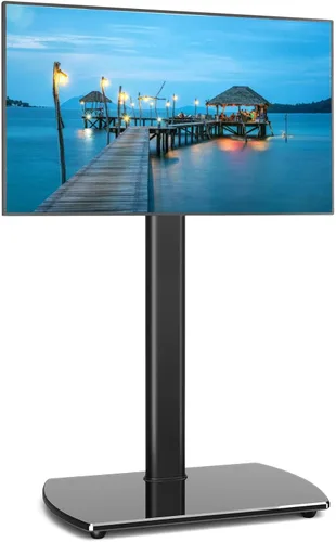 Rfiver Soporte de suelo giratorio para TV Apple TV/Roku Ultra, universal para pantalla plana LCD LED de 32 a 65 pulgadas, soporte de TV de altura