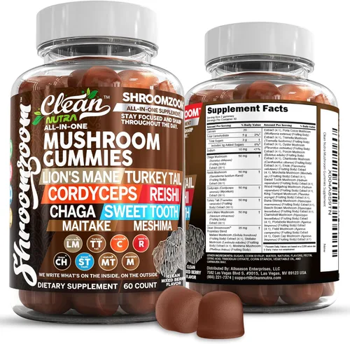 Miniatura 9 de Gomitas de hongos 15 en 1 con melena de león, cola de pavo Cordyceps Reishi Chaga Sweet Toot Maitake Meshima Poria Cocos Shiitake Tremella