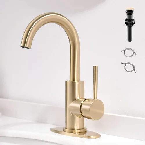 Miniatura 10 de Grifo de Baño Negro Grifos de Tocador Negro Mate con Desagüe Pop-Up, Grifos Modernos de Lavabo de Baño de Un Solo Orificio con Placa de Cubierta