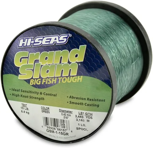 Miniatura 11 de Sedal de Pesca de Monofilamento HI-SEAS Grand Slam - Fuerte y Resistente a la Abrasión en Transparente, Rosa, Verde, Azul Ahumado, Amarillo