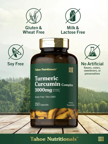 Miniatura 5 de Tahoe Nutritionals Curcumina de cúrcuma 150 cápsulas 95% curcuminoides con pimienta negra Suplemento sin OMG, sin gluten