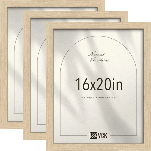 Miniatura 47 de VCK Juego de 3 portarretratos de madera negra de 8 x 10 pulgadas con exclusiva veta de madera, marco para el hogar, estudio y galería, mesa o colgar